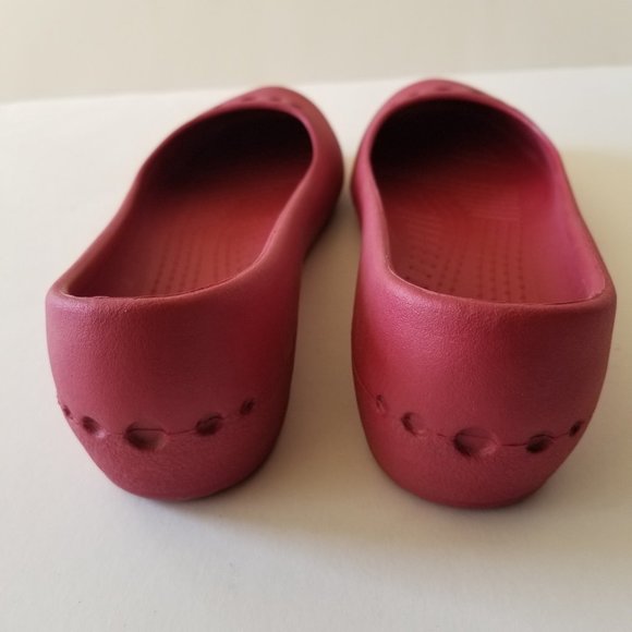 Crocs Red Ballet Flats Rubber Slip-On Shoe  size 9 - Picture 9 of 10